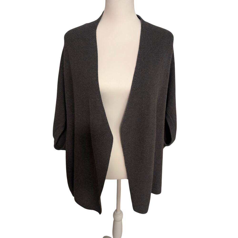 Talbots Women's Sleeveless Open Front Ribbed Knit Cardigan Sweater Gray‎ Medium